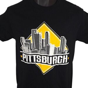 Pittsburgh T Shirt Mens Size Small Black Travel Destination Tee City Skyline